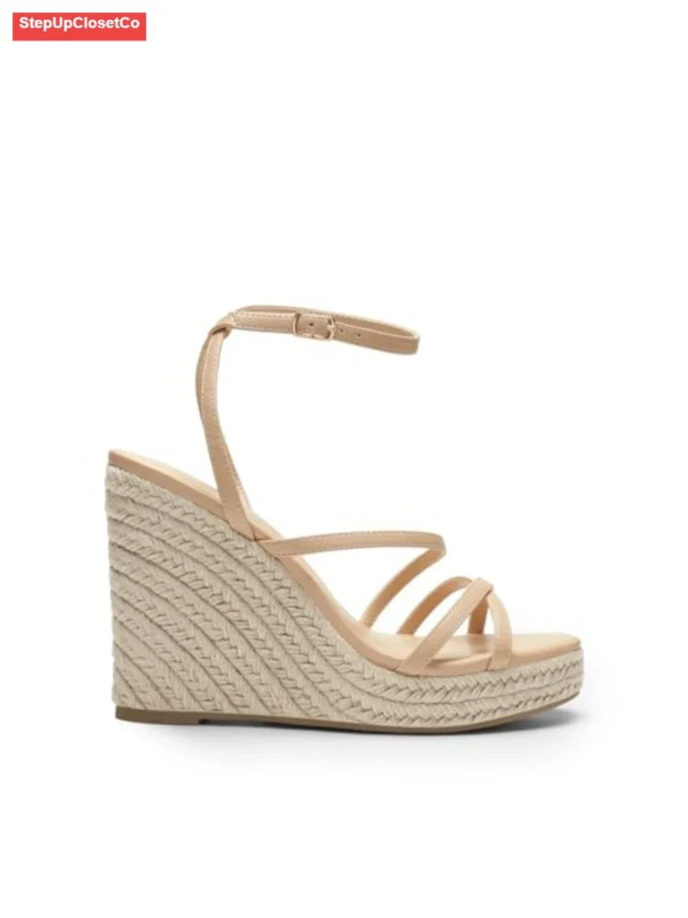 Strappy Espadrille Wedge Sandals with Platform Chunky Heel, Cushioned Insole